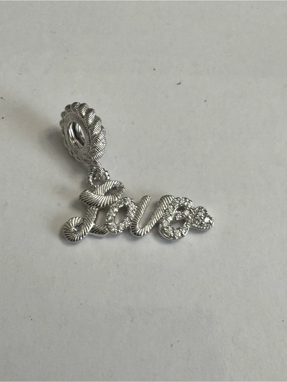 Judith Ripka 925 Silver 'Love' Script Charm Pendant - Picture 2 of 5